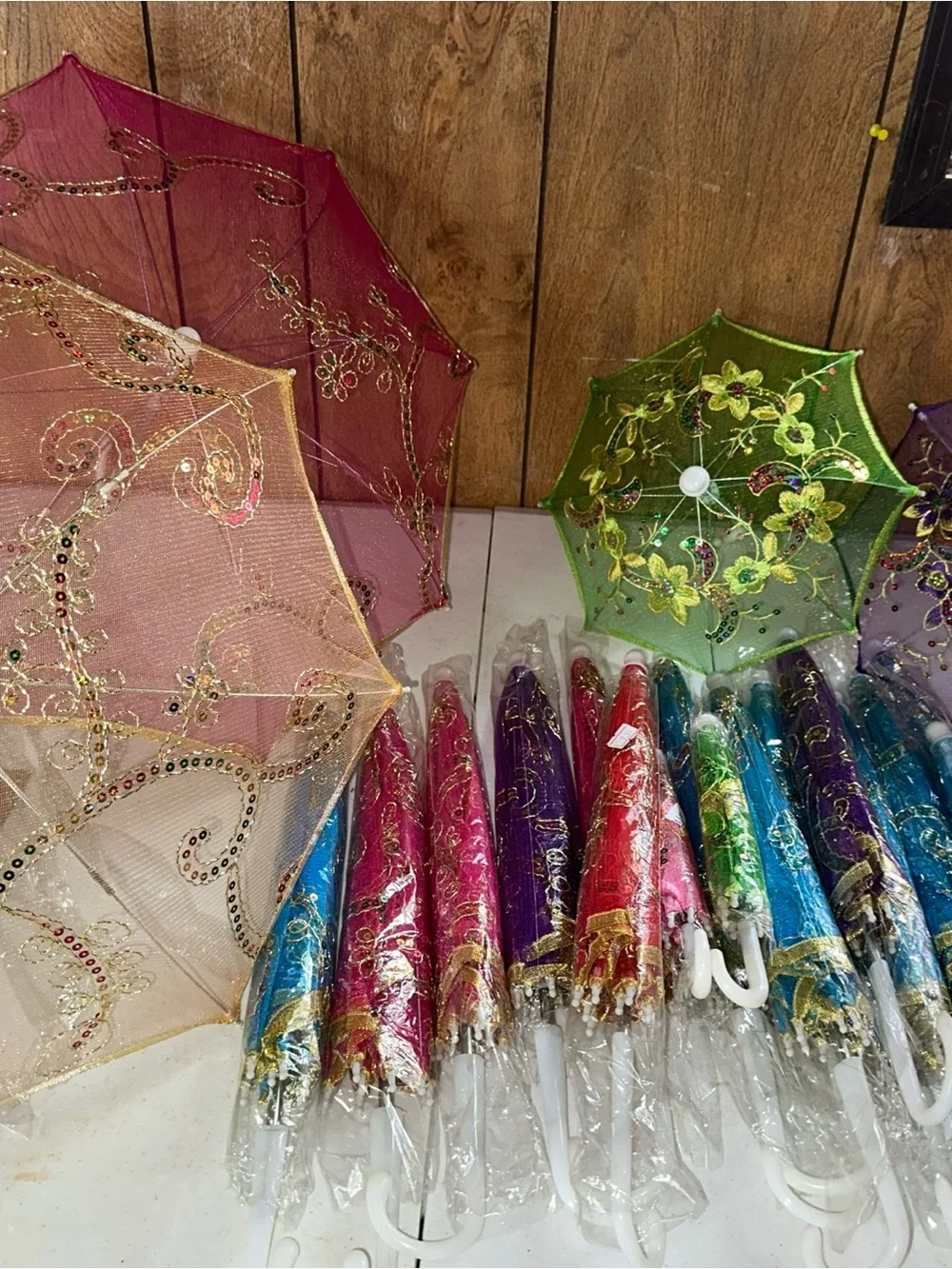 Decorative Floral Lace Party Umbrella - Green
